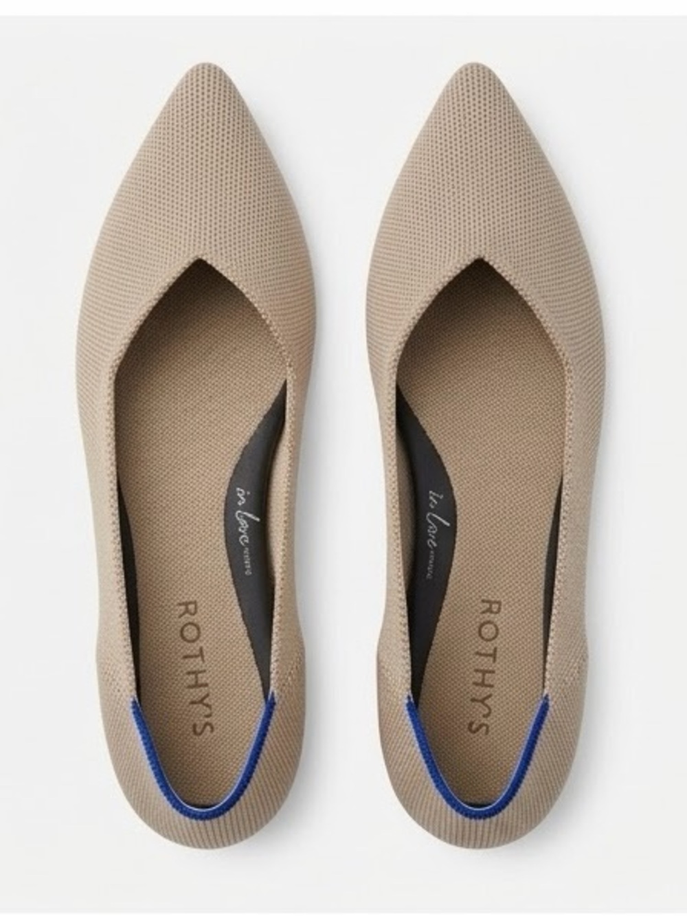 Rothy's The Point Beige Knit Flat Shoes Size 7.5